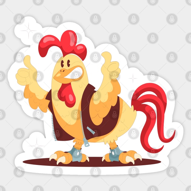 Funny Rooster Sticker by Mako Design 